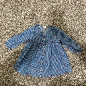 GAP Blue Striped Dress with Red Dots